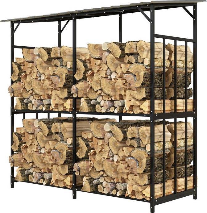 Image du produit Swisshandel24 Kaminholzregal aussen, Kaminholzunterstand 1,17 m³ Brennholzregal mit Metalldach
