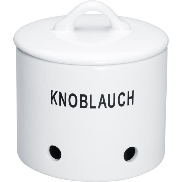 neuetischkultur Vorratsdose Steingut Weiss Knoblauch, Vorratsbehälter, Weiss