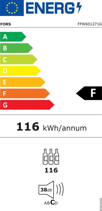 Label énergétique Fors Weinschrank freistehend PREMIUM FFW 601271 G Schwarz