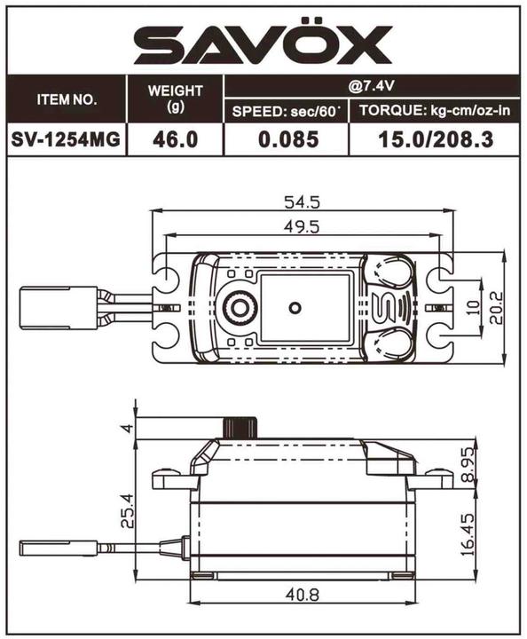 Produktbild Savöx Servo SV-1254MG Digital