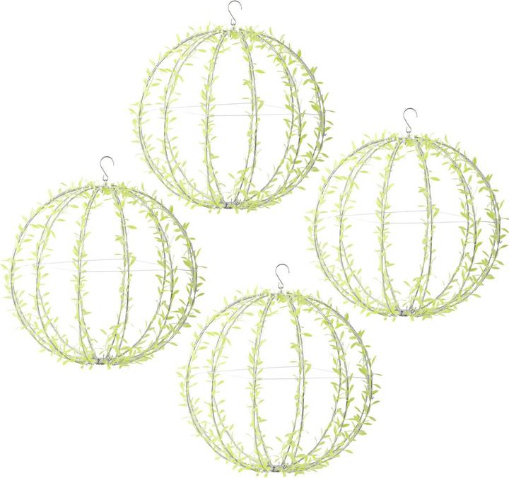 Ideoon 4er-Set Solar Leuchtkugel im Blätterdesign - Ø40cm Gartenkugel mit 144 warmweissen LEDs - IP44 (IP44)