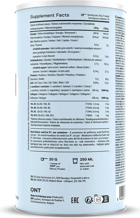 Valeurs nutritives et ingrédients Easy Body Skinny Protein (Chocolat, 1 pcs, 450 g)