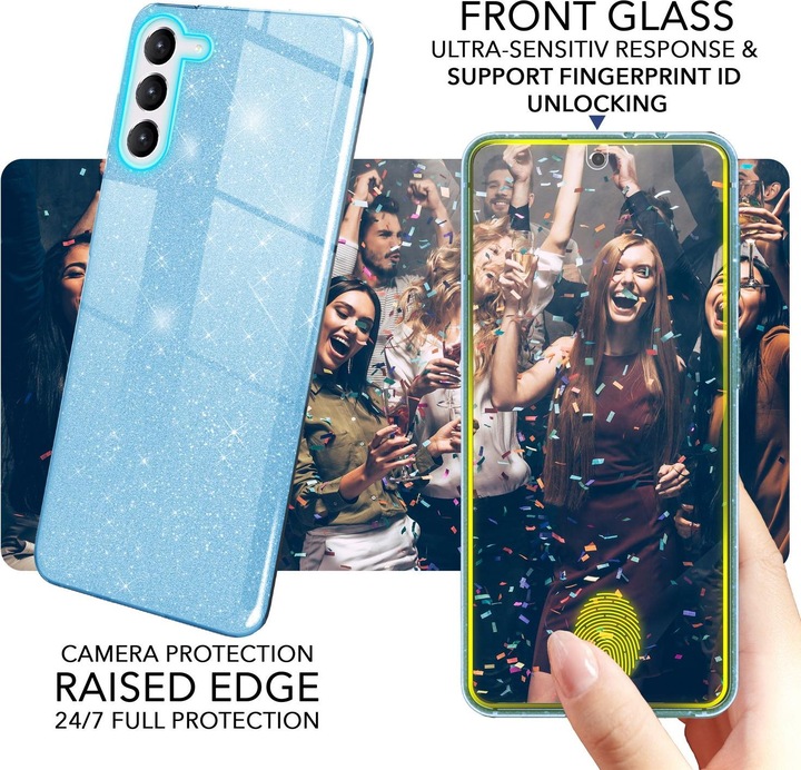 Produktbild Nalia Glitzer Silikon Hülle mit 2x Displayschutz (Samsung Galaxy S23)