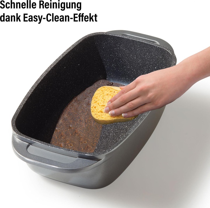 Produktbild Stoneline Bräter 40 x 22 cm mit Deckel, Backofen und Induktion geeignet, Antihaftbeschichtung, grau (Bräter + Schmortopf, Aluminium)