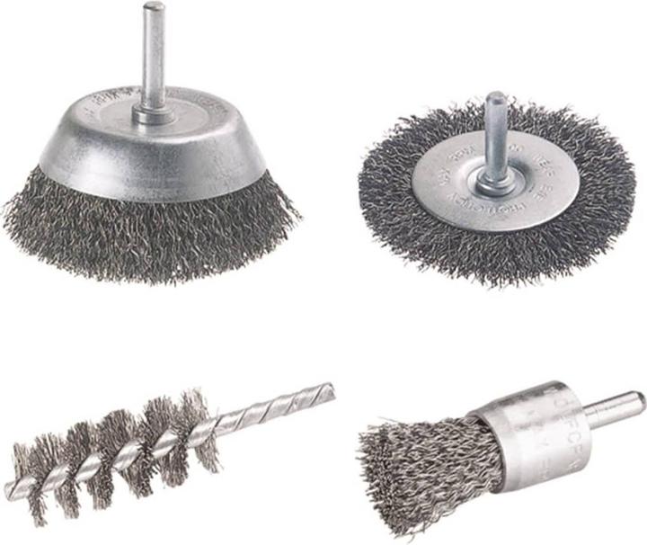 Produktbild wolfcraft 1 Stahldraht-Bürsten-Set 4-tlg., S=6mm