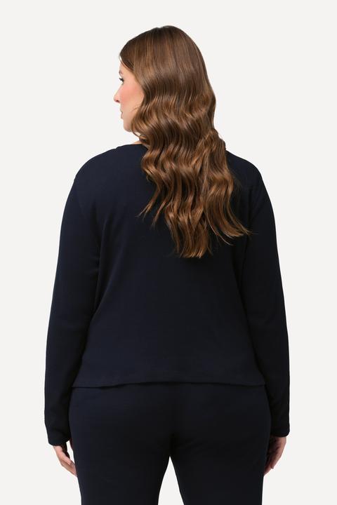 Produktbild Ulla Popken Bellieva Wickeljacke, Regular Fit, Rippjersey, V-Ausschnitt, Langarm (54)