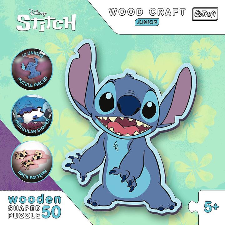 Productafbeelding Trefl Houten Puzzel Speciale Vorm 50 - Lilo & Stitch (50 onderdelen)