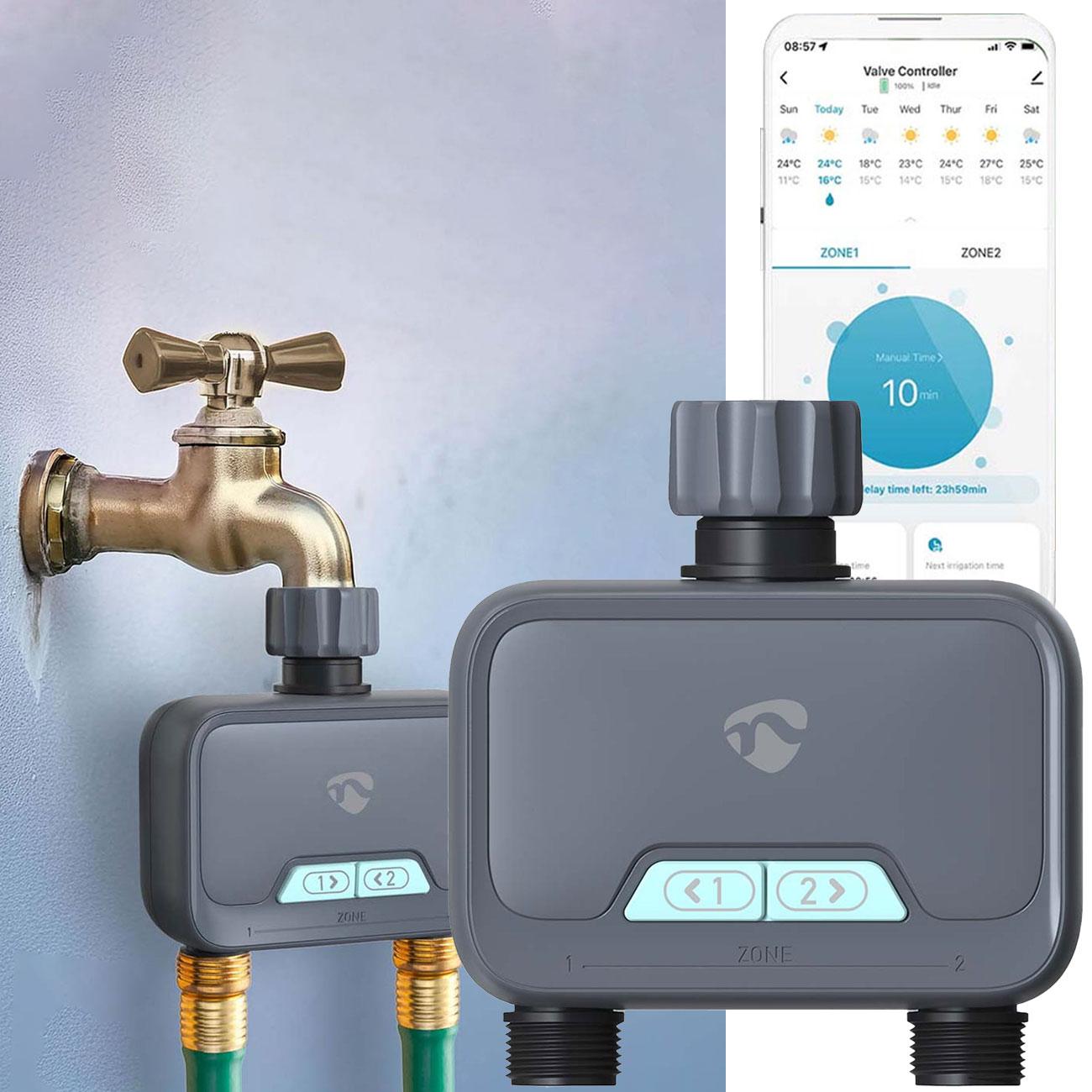 Thumbnail - Nedis, Bewässerungssystem, SmartLife Intelligente Wassersteuerung Bluetooth Batteriebetrieben IP54 Max. Wasserdruc (Bewä...