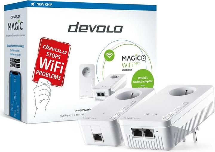 Image du produit Devolo Magic 2 WiFi next Starter Kit Ethernet LAN Wi-Fi White 2 pc(s) (1200 Mbit/s)