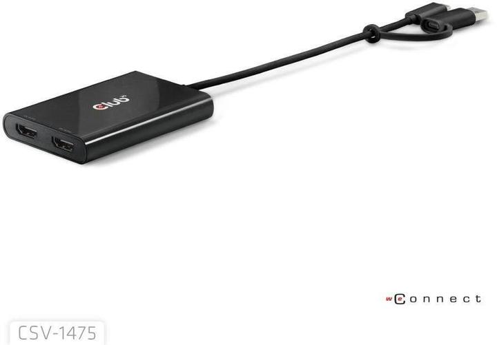 Actual product image Club 3D Club3D Adapter USB-C (USB A Adapter) > 2x HDMI 4K@60Hz St/Bu retail (HDMI, 18.50 cm)