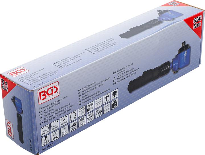 Produktbild BGS Druckluft-Schlagschrauber abgewinkelt mit dreh- und neigbarem Kopf 12,5 mm (1/2") 650 Nm (Schlagschrauber)