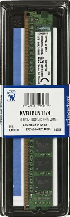 Actual product image Kingston ValueRAM (1 x 4GB, 1600 MHz, DDR3L-RAM, DIMM)