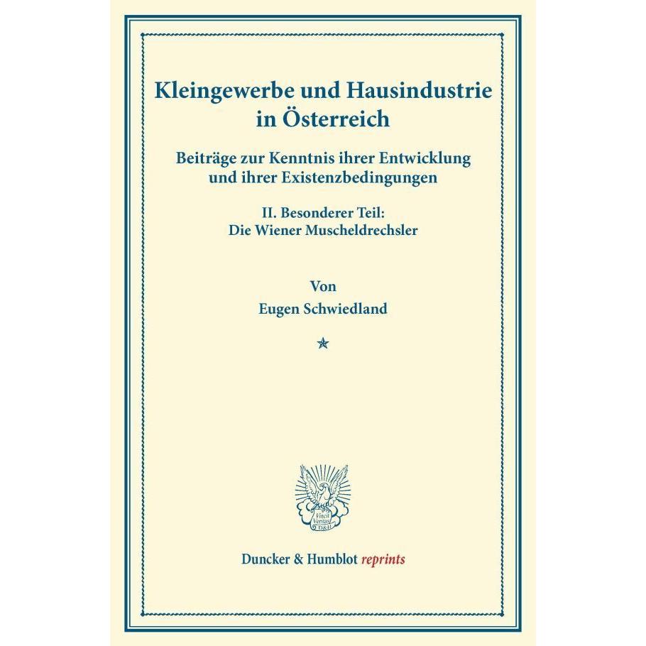 Kleingewerbe und Hausindustrie in Österreich., Fachbücher
