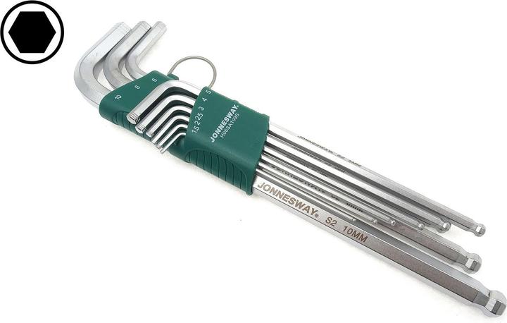 Actual product image Jonnesway Allen key set with ball, long, 9 pcs.