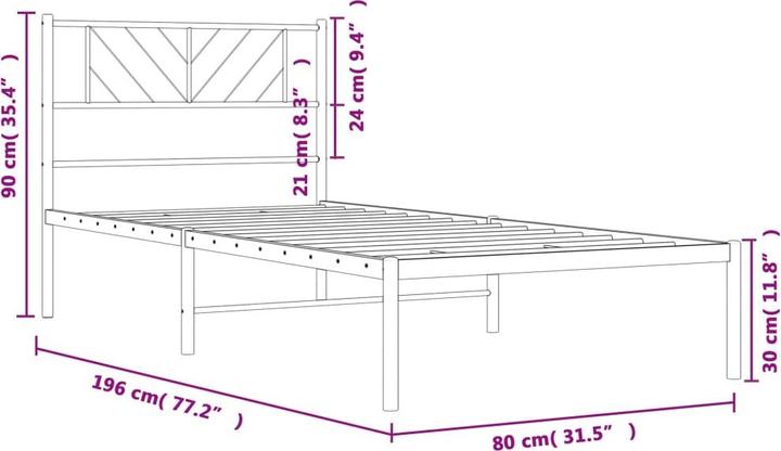 Produktbild vidaXL Metall Bettgestell (75 x 190 cm)
