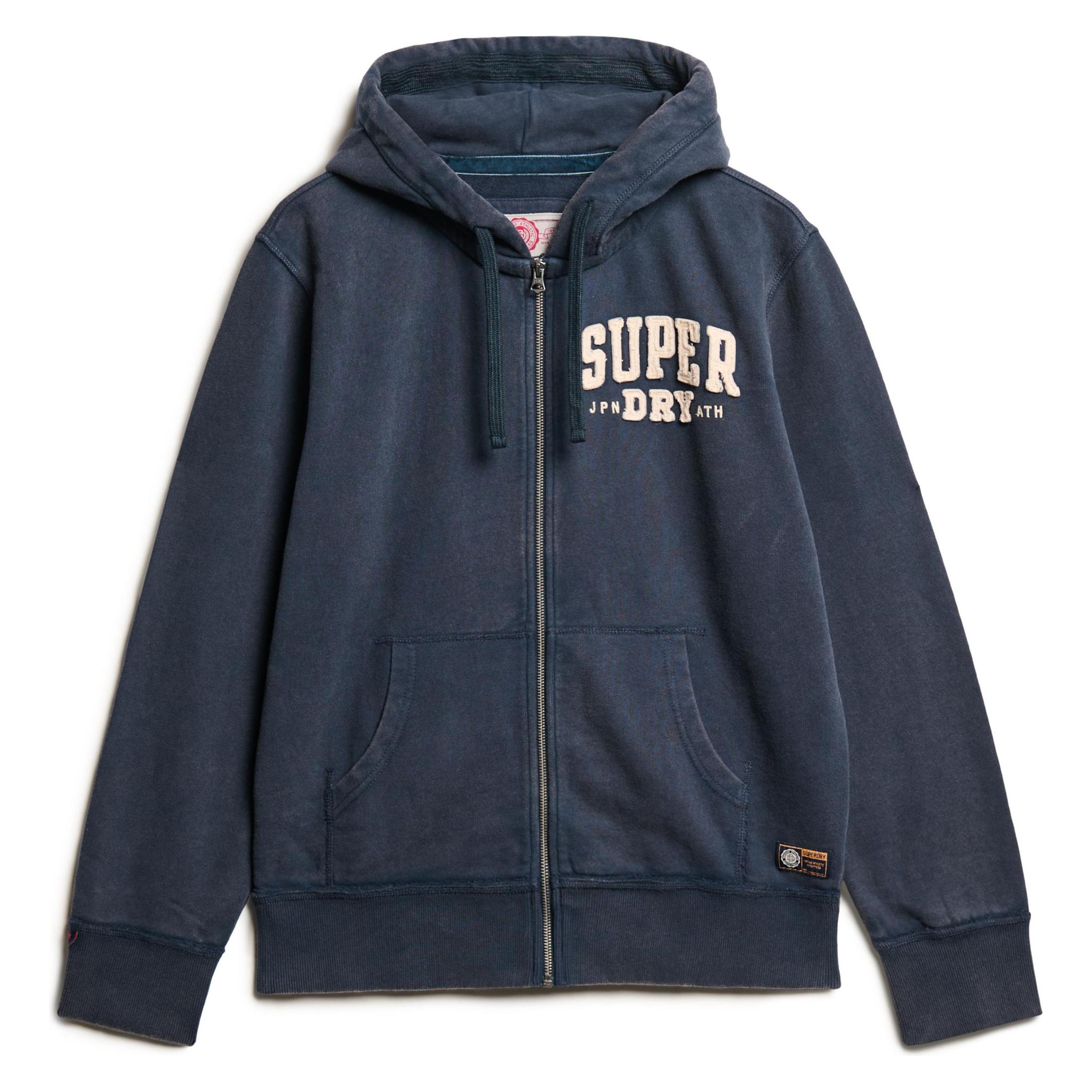 Superdry, Herren, Pullover, Sweatjacke Casual Bequem Sitzend Vintage Athletic Zip Hoodie, Blau, (M)