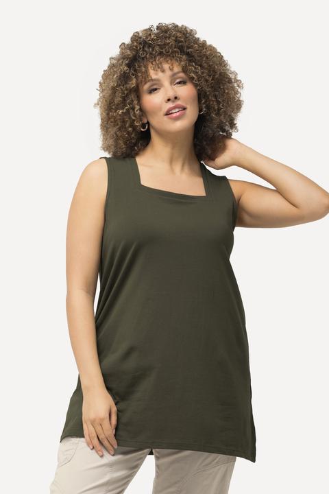 Image du produit Ulla Popken Top long Classic à décolleté carré, sans manches (50, 52)