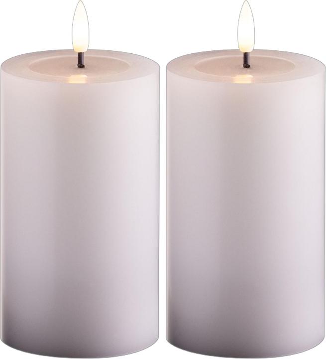 Produktbild Novaliv 2er Set LED Stumpenkerzen mittel weiss Echtwachskerze mit beweglicher Flamme flackernd - (2x)