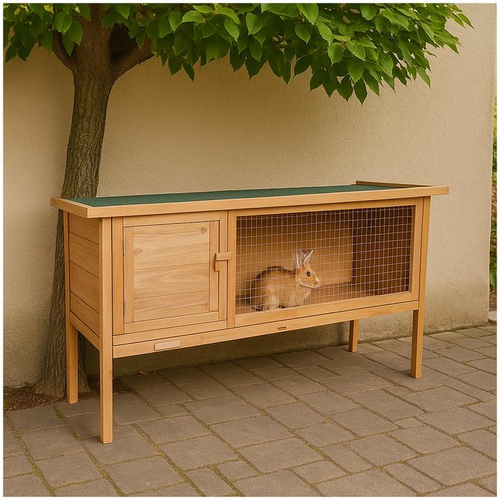 HTI-Living Hasenstall aus Holz Kleintierstall mit herausziehbarer Wanne für leich