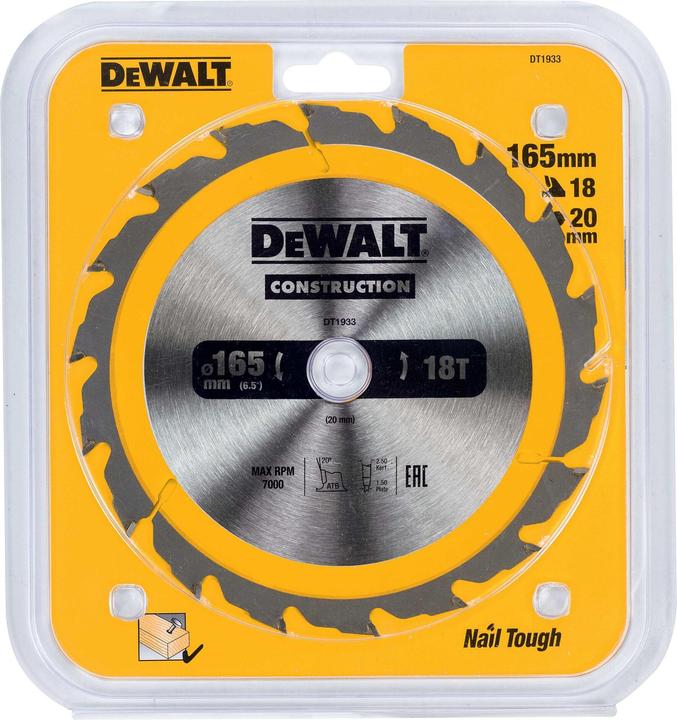 Productafbeelding DeWalt Hardmetalen cirkelzaagblad, Ø 165mm
