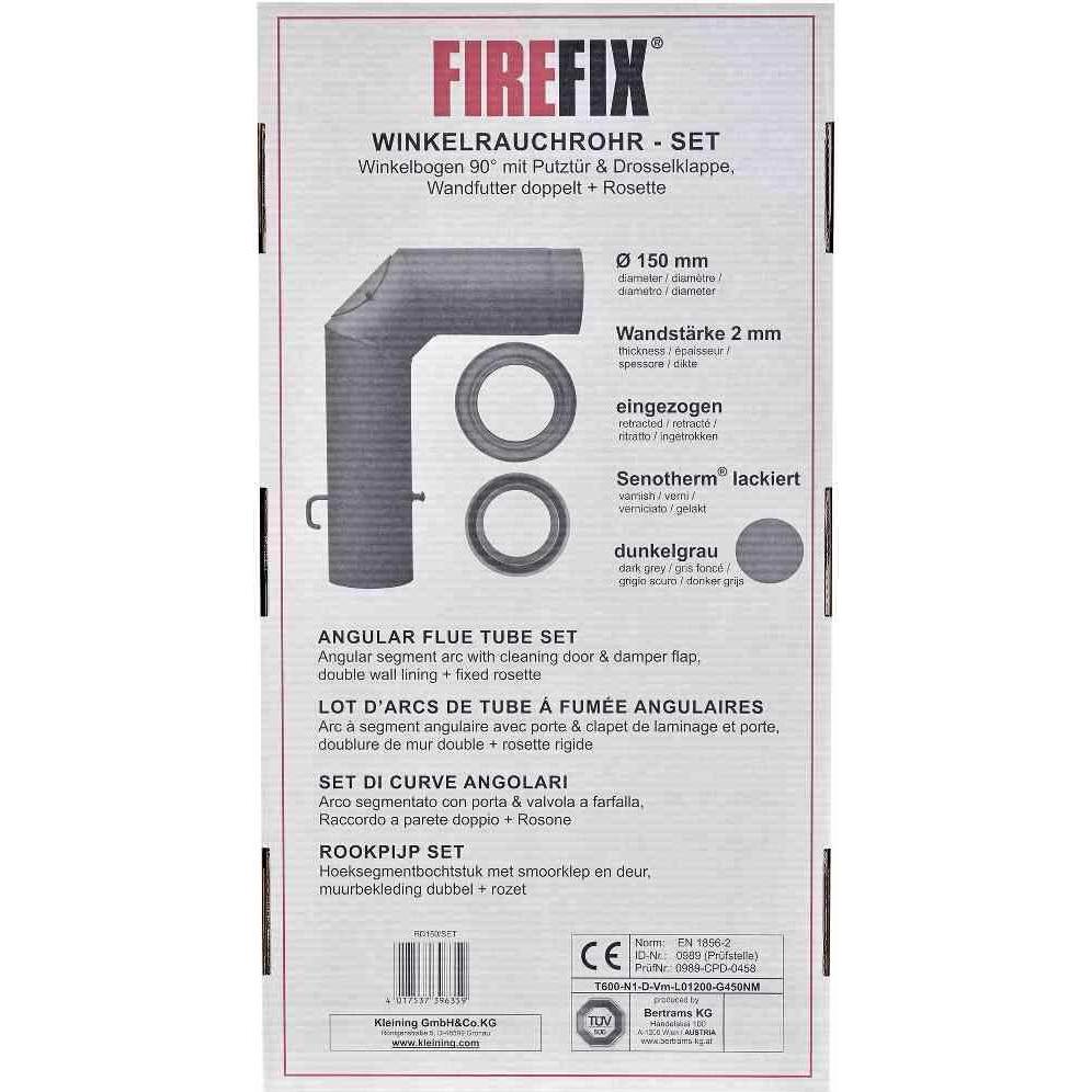 Thumbnail - FireFix, Zubehör Kerzen + Kamin, RD150/SET Ofenrohrset aus 2 mm starken Stahl (Winkelrohrset) in 150 mm Durchmesser, für...