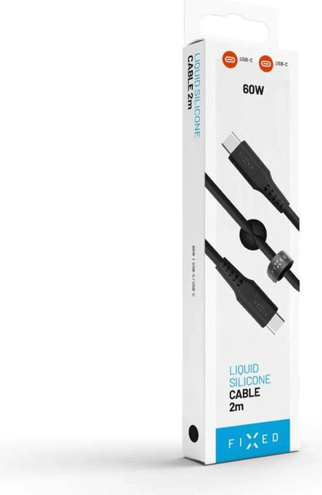 Actual product image Fixed Liquid Silicone Cable USB-C/USB-C, 2m, 60W, black (2 m, USB 2.0, 60 W)