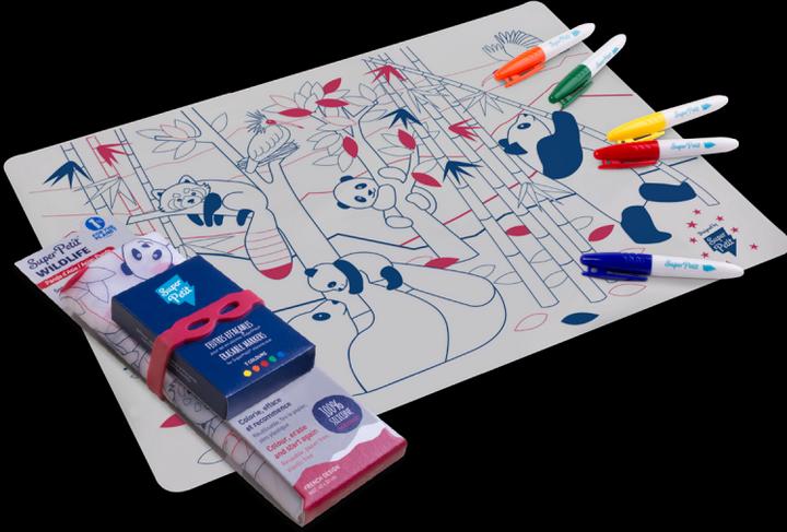 Actual product image Super Petit Silicone placemat against boredom "Panda Wildlife (1 pcs., 40 x 30 cm)