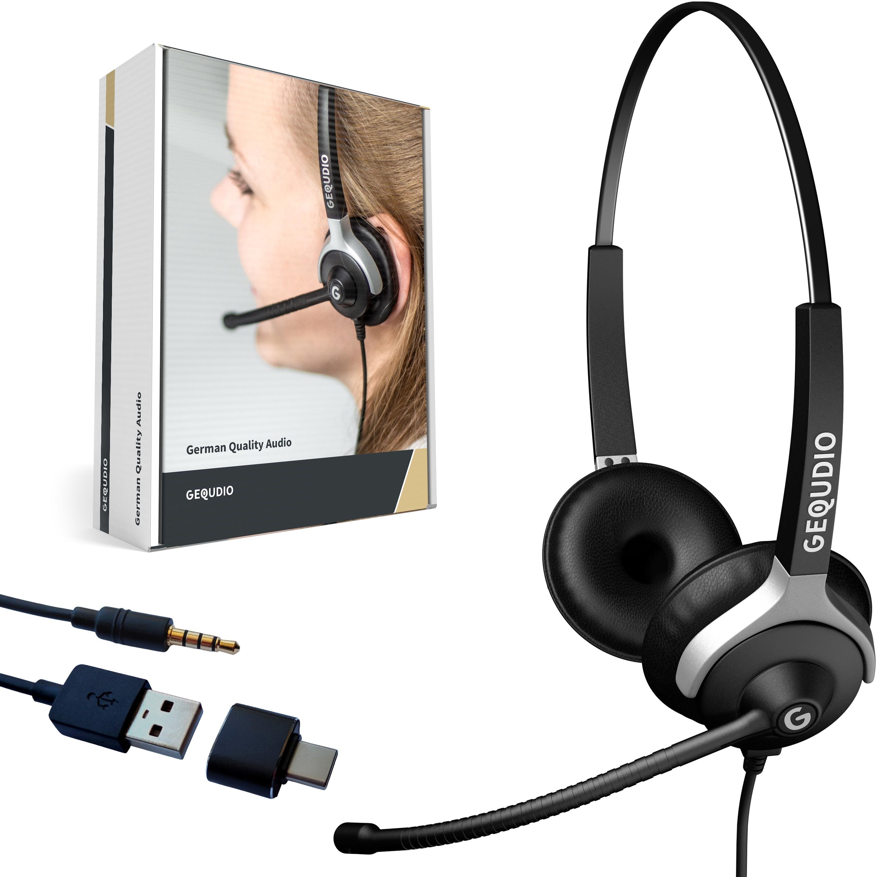 Gequdio Headset (Kabelgebunden, USB-A), Office Headset, Schwarz