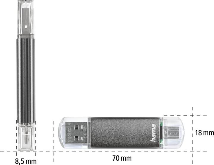 Actual product image Hama Laeta Twin (64 GB, USB-A)