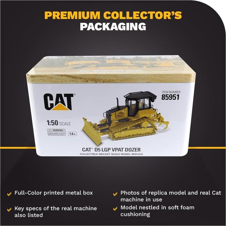 Produktbild Diecast Masters Caterpillar Bulldozer D5 LGP, schaal 1:50, ab 14 Jahre