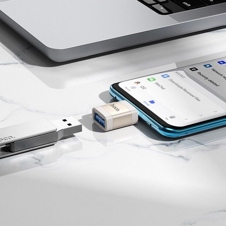 Actual product image Hoco Cable adapter OTG Type C (male) to USB A (female) 3A UA31C gray (USB-A, USB-C)