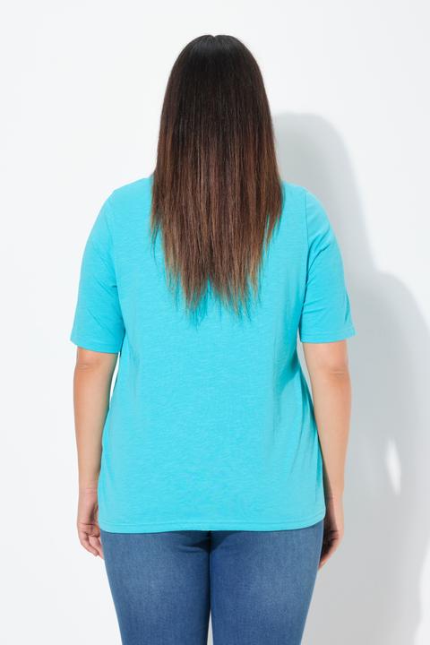 Produktbild Ulla Popken T-Shirt, Schriftdruck, Saumband, V-Ausschnitt, Halbarm (56)