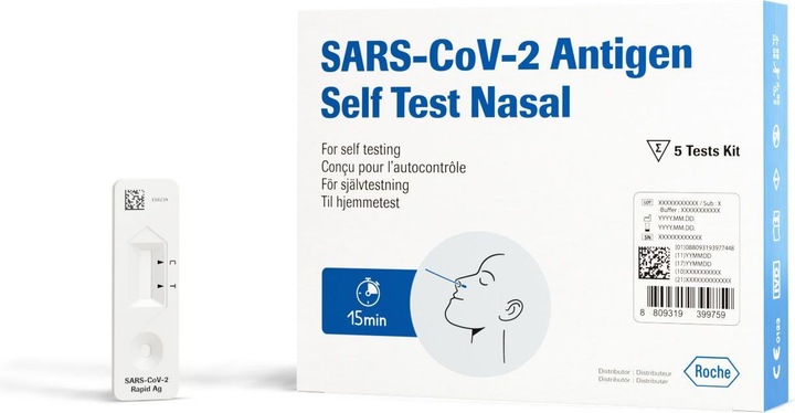 Actual product image Roche SARS CoV-2 Antigen Patient Nasal (5 x)