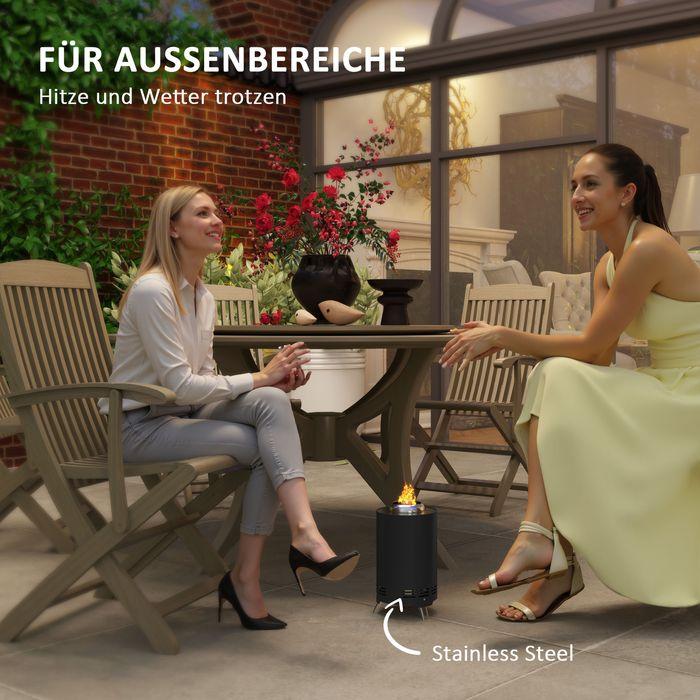 Immagine prodotto Swisshandel24 Feuerschale Ø16x25cm Edelstahl Schürhaken BBQ Camping Schwarz (16 cm)