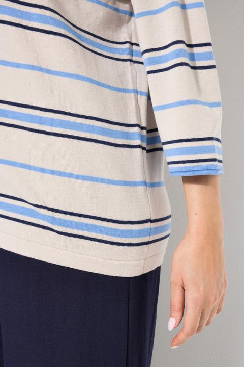 Immagine prodotto Ulla Popken Pullover dal taglio oversize con righe, scollo a girocollo e maniche a 3/4 (42, 44)