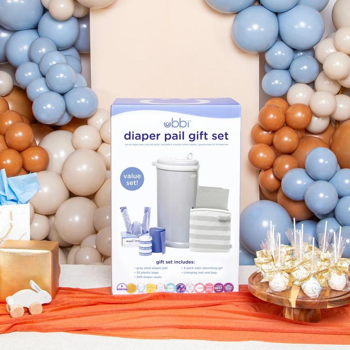 Actual product image Ubbi Diaper pail gift set, grey