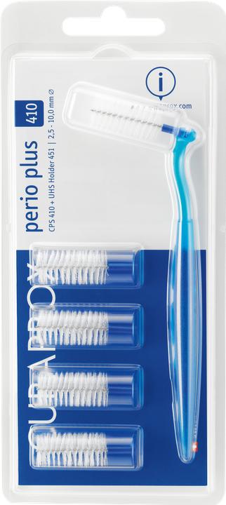 Actual product image Curaprox CPS perio 410 plus, 5 brushes + holder (5 x)