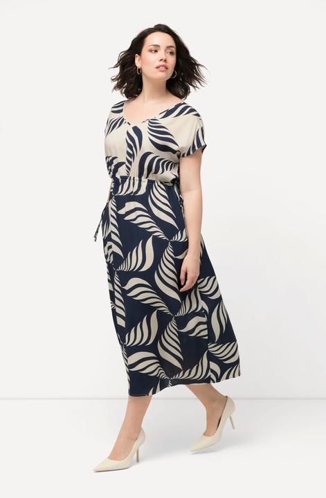 Produktbild Ulla Popken Maxikleid, grafischer Druck, V-Ausschnitt, ärmellos (54)