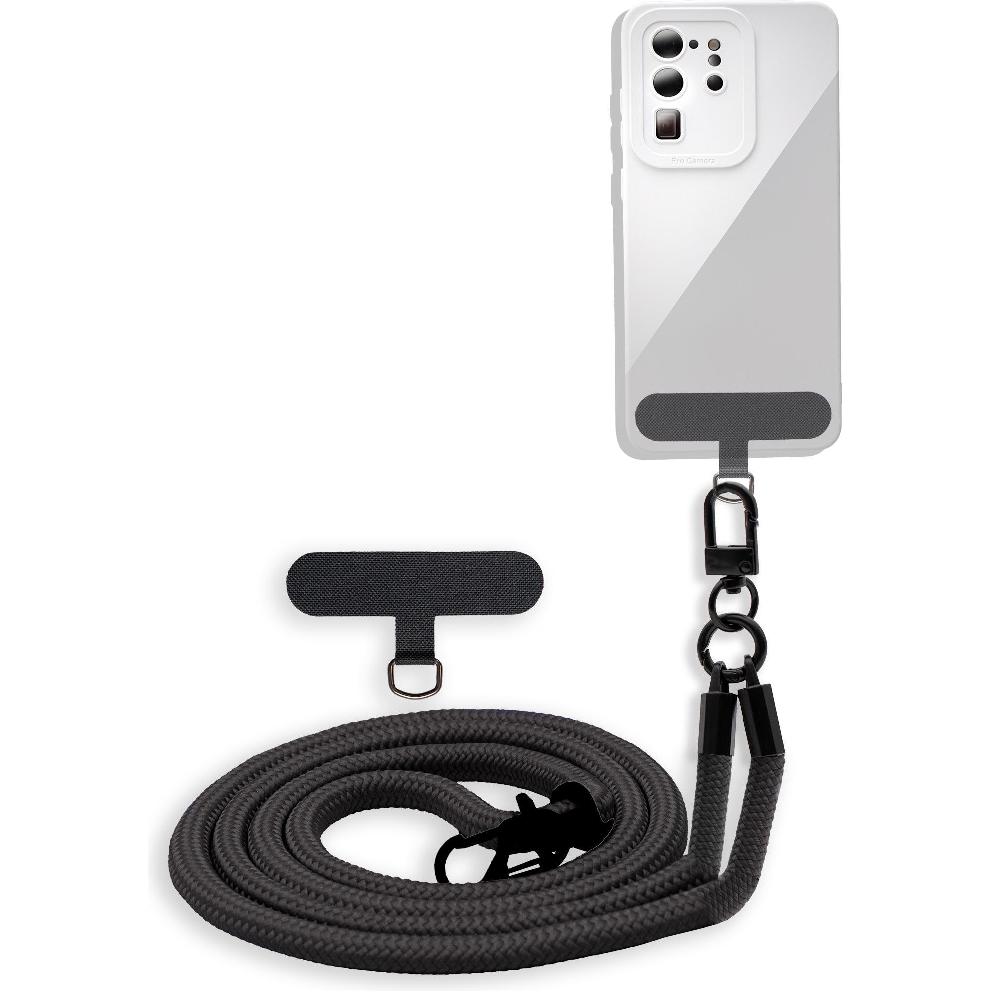 Cadorabo Handykette für Huawei Y7 2019 / Y7 PRIME 2019 Necklace Hülle mit verstellbarem Kordelband, Handykette, Schwarz