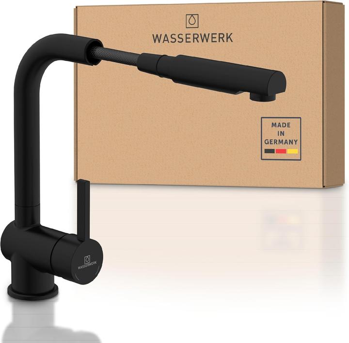 Produktbild Wasserwerk WASSERWORK WM 4 GB - Küchenarmatur - Mixer Tipp - mit ausziehbarem Ausgang - Schwarz (700416)