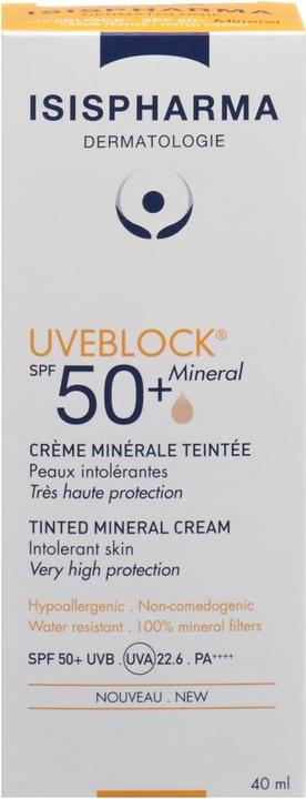 Actual product image Isispharma Uveblock Mineral Teinte Spf50+ (Sun cream face, SPF 50+, 40 ml)