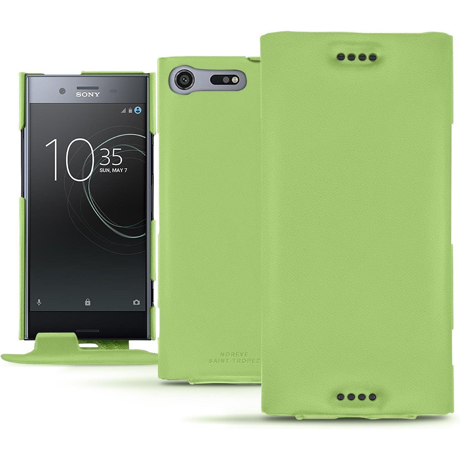 Noreve Lederschutzhülle vertikal (Sony Xperia XZ Premium), Smartphone Hülle, Grün