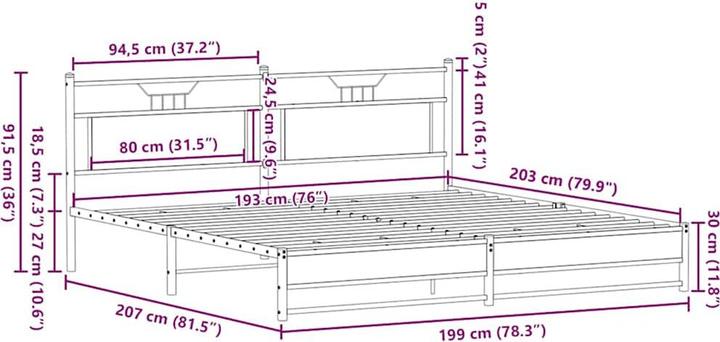 Image du produit vidaXL Bettgestell (193 x 203 cm)