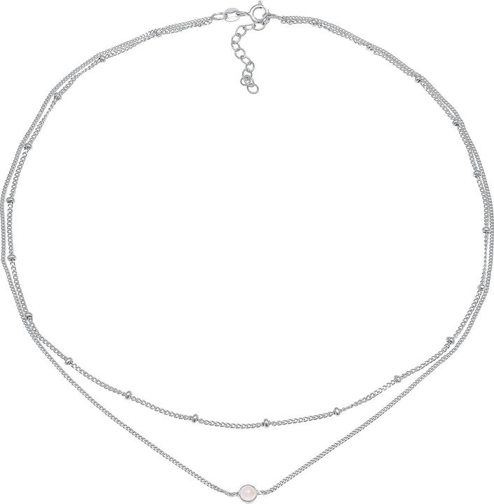 Immagine prodotto Elli Collana Choker a strati con catena a sfere in quarzo rosa argento 925 (Argento 925 placcato oro, Quarzo, 36 cm)