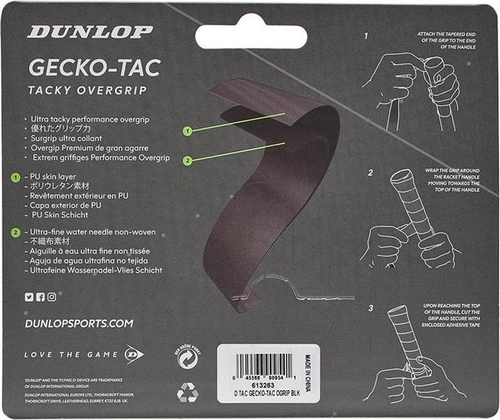 Produktbild Dunlop Raketen oben. Wicklung GECKO-TAC 3 Stk. Schwarz