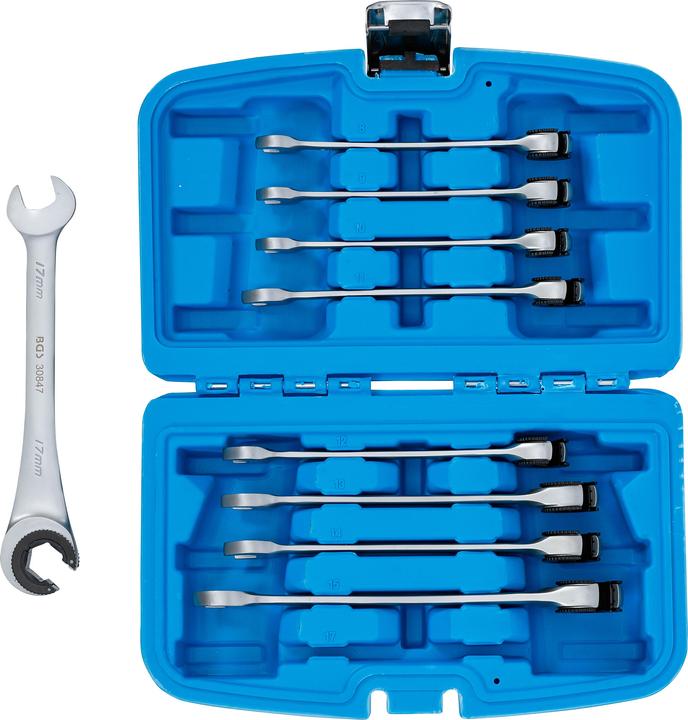 Immagine prodotto BGS Set di chiavi ad anello a cricchetto (8 mm, 9 mm, 10 mm, 11 mm, 12 mm, 13 mm, 14 mm, 15 mm, 17 mm)