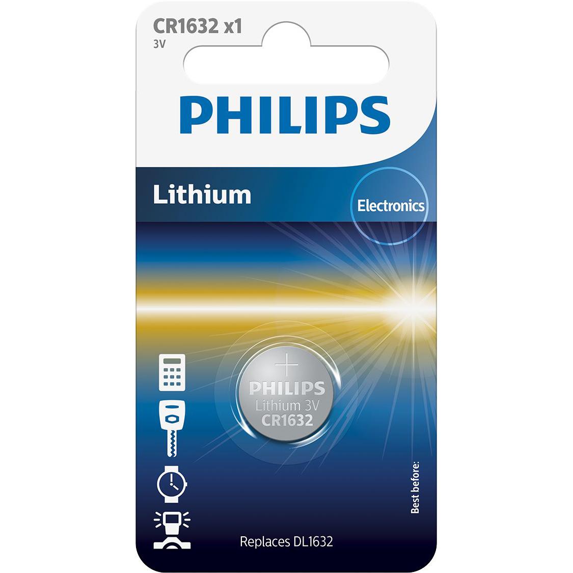 Philips Akku CR1632/00B (1 Stk., CR1632, 120 mAh), Batterien + Akkus