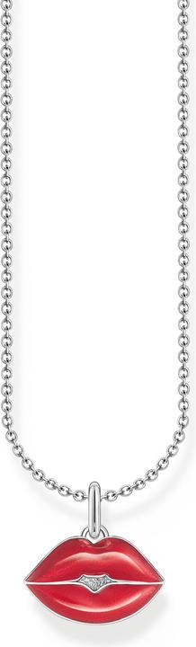 Thomas Sabo Kette mit rotem Kussmund-Anhänger Silber (925er Silber, Emaille, 38 - 45 cm)