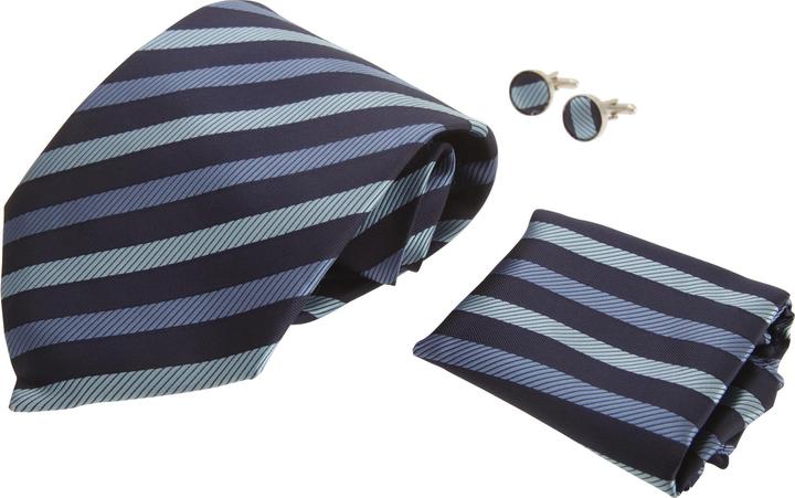 Pierre Roche GeschenkSet mit Krawatte Einstecktuch und Manschettenknöpfen