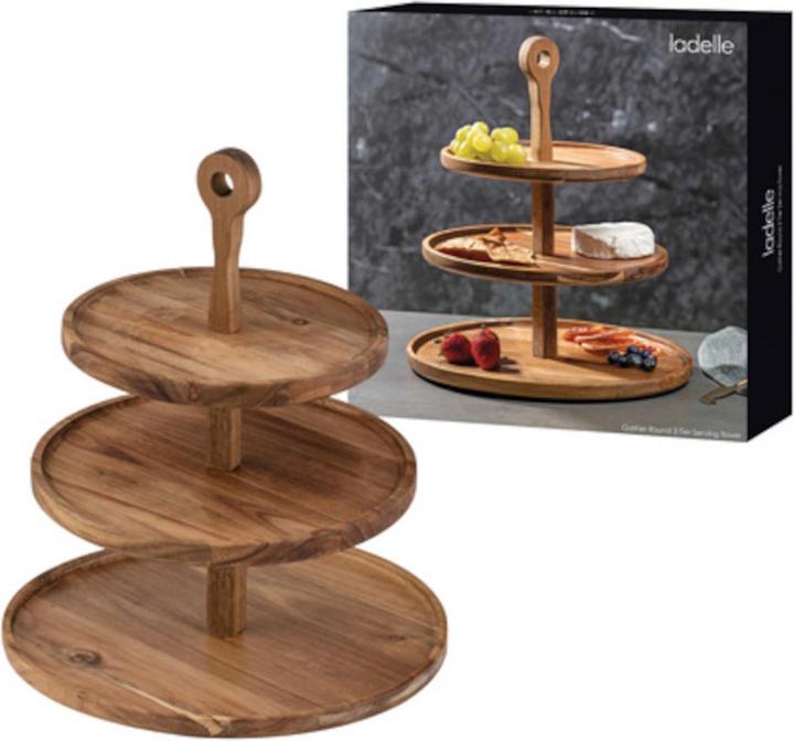 Actual product image Ladelle Gather Round acacia 3-tier serving tower